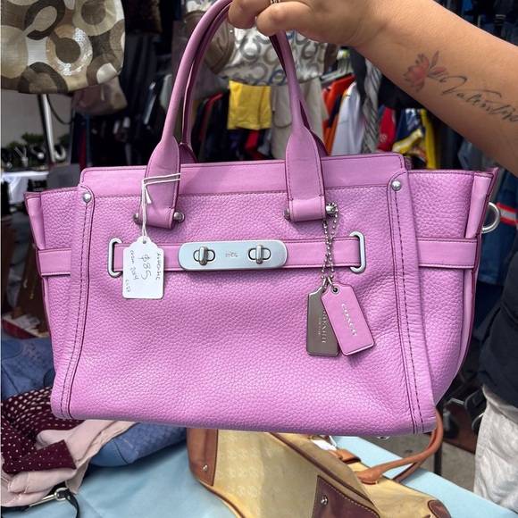 Coach Pink Leather Satchel - Picture 1 of 9